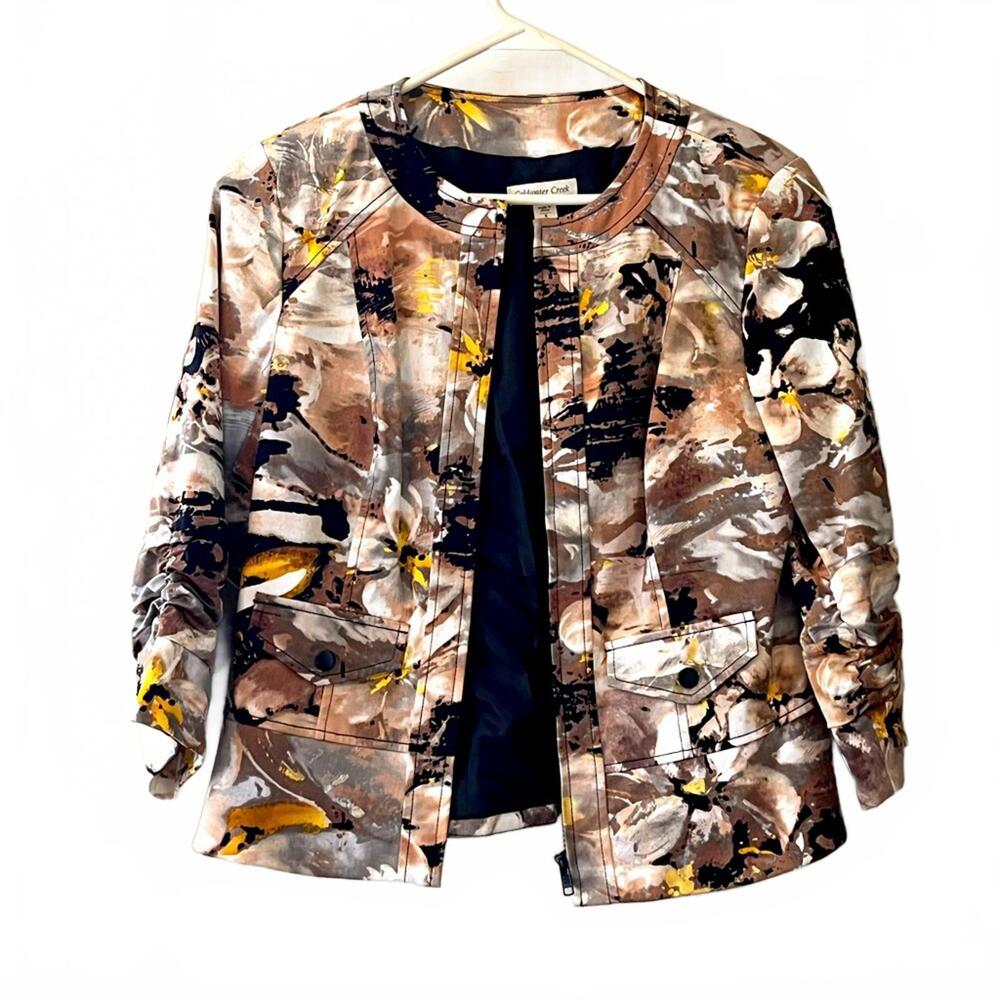 Coldwater Creek Floral Blazer - Brown, Yellow, Cream